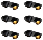 Sada 6 zapustených bodových svetiel čierna GU10 35 mm naklápateľné 2-svetlá - Installa