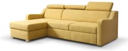 Univerzálna rohová rozkladacia sedačka PORTO so žltým poťahom a úložným priestor