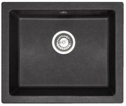 Rea Nels, 1-komorový granitový drez 560x465x200 mm, čierna škvrnitá, ZLE-00114