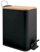 Spirella Spirella pedálový odpadkový kôš erik matná čierna oceľ bambusové veko 5 l 10.22585