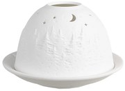 Biely porcelánový svietnik na čajovku nočná zimná krajina Paollo - Ø 12*8 cm