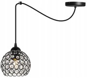 Závesné svietidlo Crystal Spider, 1x čierne krištáľové tienidlo