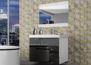 Kúpeľňový nábytok Belini čierny lesk / šedý lesk + umývadlo + zrkadlo  ROD P 1/0/W/BS/0/ZW