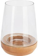 Svietnik na čajovú sviečku Modern, 19,5 x 15 cm, mangové drevo, sklo