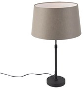Stolná lampa čierna s tienidlom z ľanu taupe 35 cm nastaviteľná - Parte