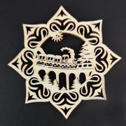 AMADEA Drevená ozdoba hviezda s vláčikom 6 cm