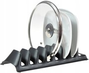 ALTOM Držiak, stojan na pokrievky, taniere, veká - 7 pozícií, plastový - čierny