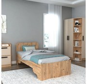 Jednolôžková posteľ 80 cm Poleso 2 (borovica atlantická + béžová) (s roštom). Akcia -19%. Vlastná spoľahlivá doprava až k Vám domov. 1094827