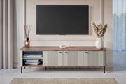 TV stolík Vespera 3D 187 cm - kašmírová / orech / čierne nožičky