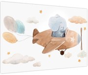 Obraz - Akvarelový slon v lietadle (90x60 cm)
