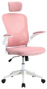Ergonomická kancelárska stolička s bedrovou opierkou, opierkou hlavy, ružová