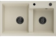 Mexen Tomas granitový dvojkomorový drez 800 x 500 mm, Béžová, Sifón Čierna - 6516802000-69-B