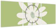 Obraz - Hippies, zelené kvety N⁰2 (s hodinami) (90x30 cm)