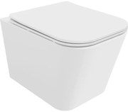 Mexen Teo, závesná WC misa 510x345x340 mm, Rimless Tornádo + WC sedadlo z duroplastu, biela lesklá, 30850600T