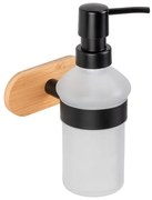 Samodržiaci sklenený dávkovač mydla v čiernej a prírodnej farbe 300 ml Orea Bamboo – Wenko