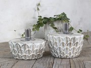 Bielo - zlatá antik olejová lampa Vittel - Ø 18*8 cm/ 90ml