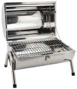 Prenosný gril na drevené uhlie lesklý chróm