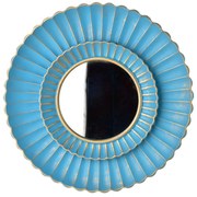 Kulaté nástěnné zrcadlo DAZ 50 cm modré