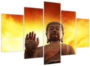 Obraz - Budha s červenožltým pozadím (150x105 cm)