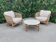Drevený balkónový vypletaný nábytok LARA s 80cm stolom