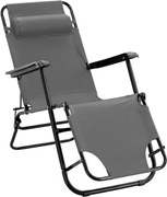 CH Záhradné skladacie relaxačné kreslo Nois - sivá