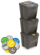 PROSPERPLAST Odpadkový kôš SORTIBOX SIVÝ KAMEŇ - 3x20L