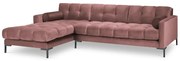 Ružová zamatová rohová pohovka Cosmopolitan Design Bali, ľavý roh