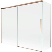 Mexen Rox, 2-krídlová posuvná vaňová zástena 190 + 90 x 150 cm, 8mm číre sklo, ružové zlato profil, 8C9-190-090-60-00