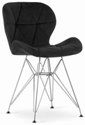 Zamatová jedálenská stolička Paris čierna so striebornými nohami