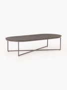 Oválny konferenčný stolík so sklenenou doskou v mramorovom vzhľade Antigua