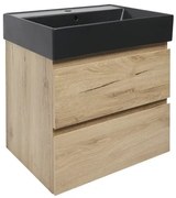 Kúpeľňová skrinka 2 zásuvky s umývadlom SAT B-Way 59x50x45 cm dub matný BWAY260OAKU2BB