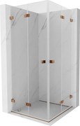 Mexen Lunar-F Duo, skladací sprchový kút 70 x 70 cm, 8mm číre sklo, profil ružové zlato, 836-070L-070P-60-00