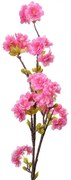 Dekorácia umelá vetvička s tmavo ružovými kvetmi - 10*8*92 cm