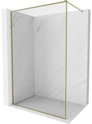 Mexen Kioto-F, sprchová zástena s rámom 50 x 202 cm, 8 mm číre sklo, zlatý lesklý profil, 800-050-104-50-00