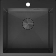 Mexen Solix, 1-komorový nerezový drez 500 x 500 mm, čierna, vzor voština, 6407501000-70HC