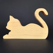 AMADEA Drevená dekorácia mačka ležiaca, masívne drevo, 15x10,5x2,5 cm