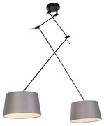 Závesná lampa s ľanovými odtieňmi tmavošedá 35 cm - Blitz II čierna