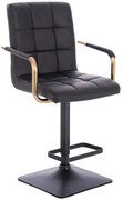 LuxuryForm DESIGN Barová stolička VERONA GOLD na čiernej hranatej základni - čierna