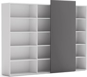 Kancelársky regál s posuvným panelom BLOCK, 2390 x 400 x 1748, grafitová