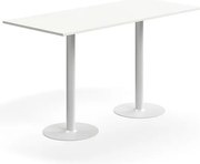 Barový stôl ALVA, 1800x800x1000 mm, s kotvením do zeme, HPL, biela