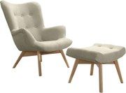 Kreslo Picolo s podnožkou, béžová/ prírodná (chester AN 3318)