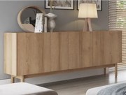 Komoda 3-dverová Boho, dub riviéra/biely mramor%