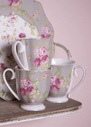 Zelený porcelánový hrnček s kvetmi - 11 * 8 * 10 cm / 290 ml