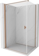 Mexen Mist-B, 1-krídlový výklopný sprchový kút 75 x 70 cm, číre sklo, medený matný profil, 8A2T-075-070-65-00