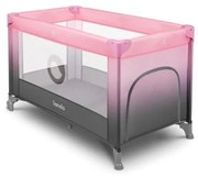 Lionelo - Cestovná postieľka STEFI ružová/šedá