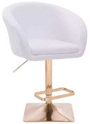 LuxuryForm DESIGN Barová stolička VENICE na zlatej hranatej podstave - biela