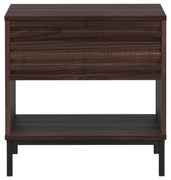 Tmavohnedý nočný stolík s doskou v dekore orechového dreva Celine – Støraa