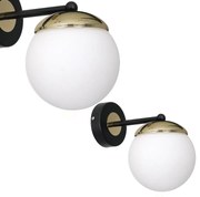 Nástenné svietidlo Sparta, 1x biele sklenené tienidlo, b/g