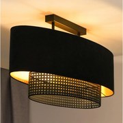 Duolla - Prisadený luster DOUBLE OVAL RATTAN 2xE27/15W/230V čierna/ratan