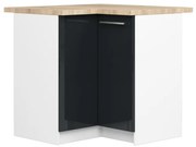 Spodná rohová kuchynská skrinka s doskou OLIWIA S90/90 biela / grafitová, lesk